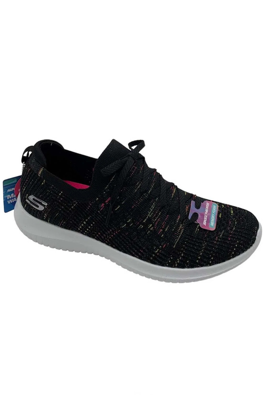Skechers Ultra Flex Knit Slip On Sneakers Pop Sensation Black Multi - Medium